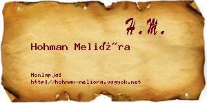 Hohman Melióra névjegykártya